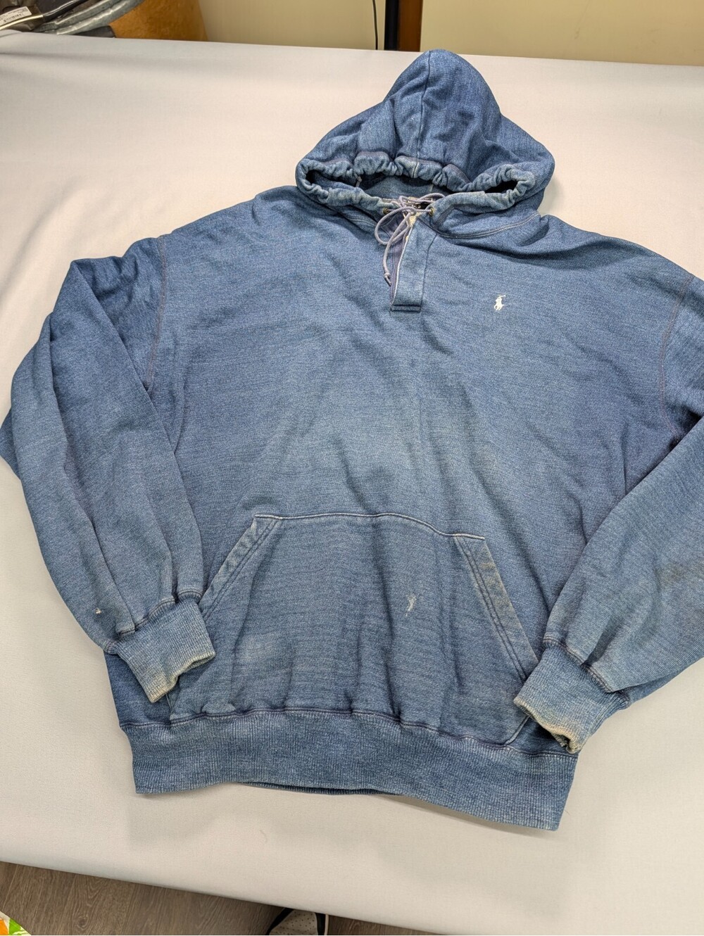 Vintage Polo Ralph Lauren Indigo Denim Hoodie Mens L Japan